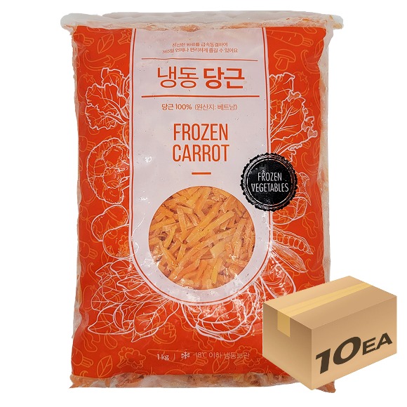 1박스) 냉동야채 당근라페 김밥용 당근채 슬라이스 1kg x 10개입